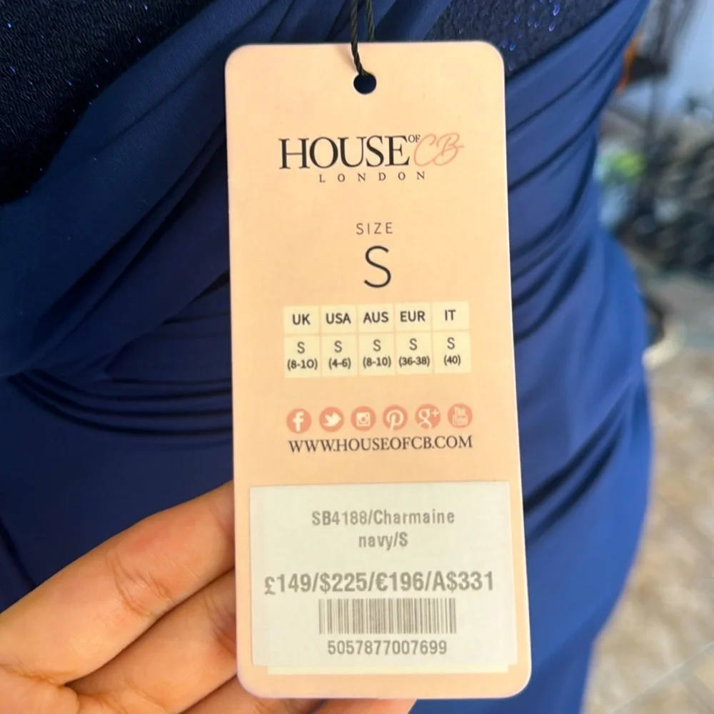 RARE House of CB ‘Charmaine’ Navy Blue Dress - Picture 6 of 6